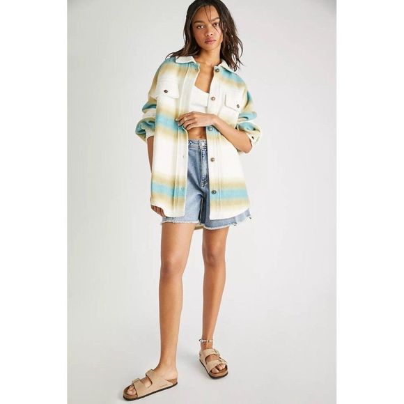 Free People Jackets & Blazers - NEW FREE PEOPLE Sz S RUBY WEST COAST JACKET SHACKET IVORY COMBO